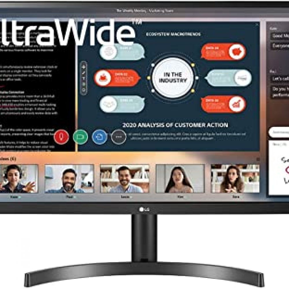 LG UltraWide 34 Inch WFHD (2560 x 1080) IPS Display – HDR 10, AMD Free sync, sRGB 99%, Multitasking and Gaming Monitor – 34WL500