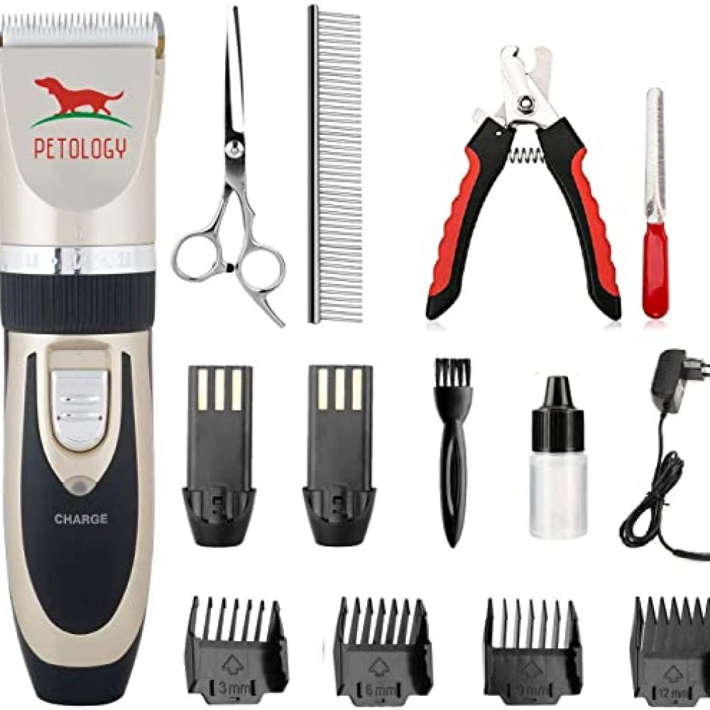 Petology Professional Automatic Rechargeable Pet Hair Trimmer with Extra Battery for Dogs