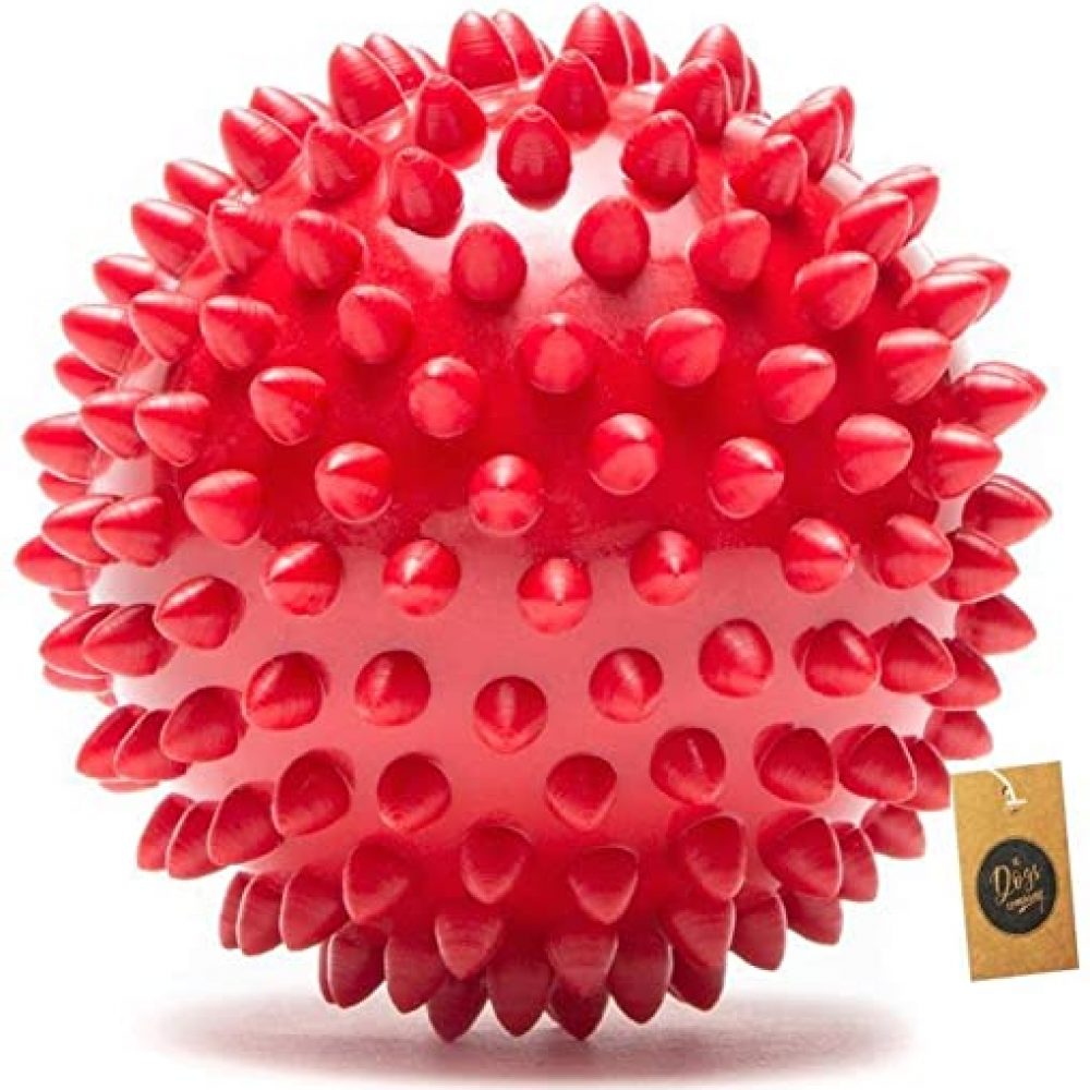 The Pets Company Natural Rubber Spiked Ball Dog Chew Toy, Puppy Teething Toy, 3 Inches