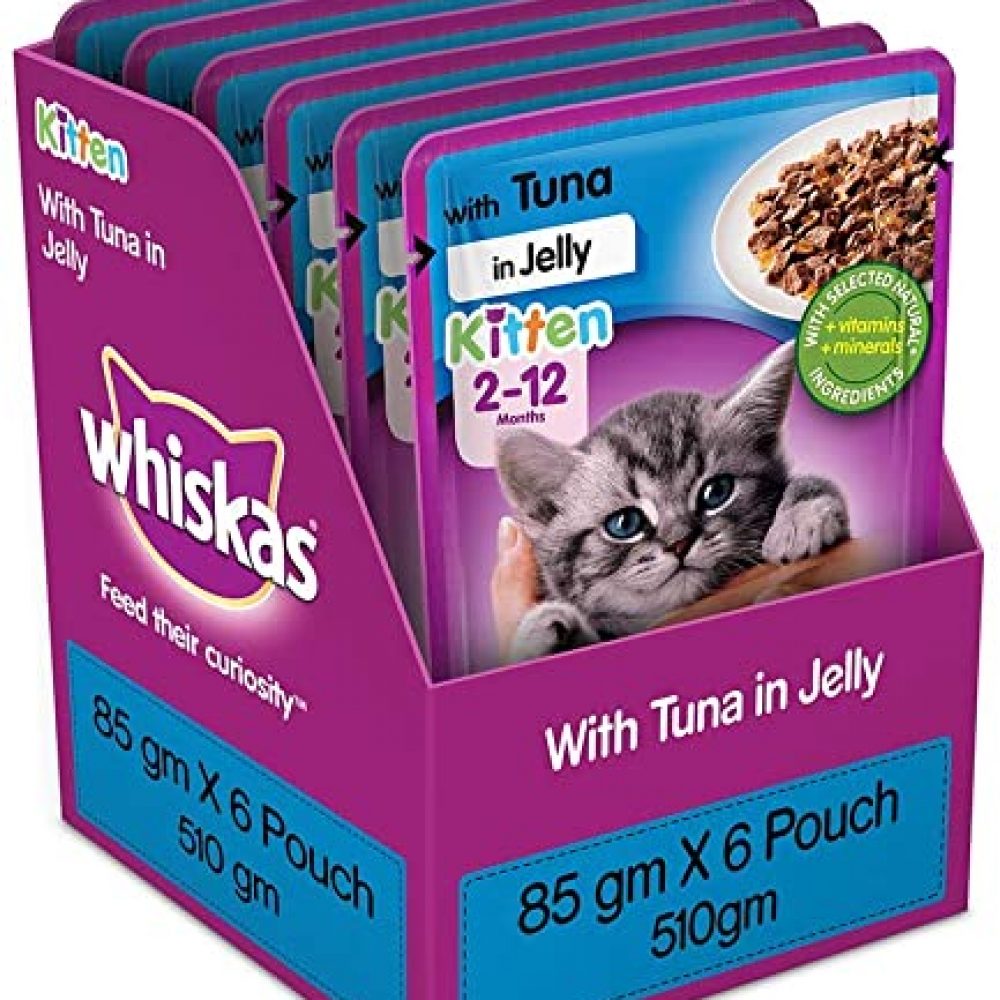 Whiskas Kitten (2-12 months) Wet Cat Food, Tuna in Jelly, 6 Pouches (6 x 85g)