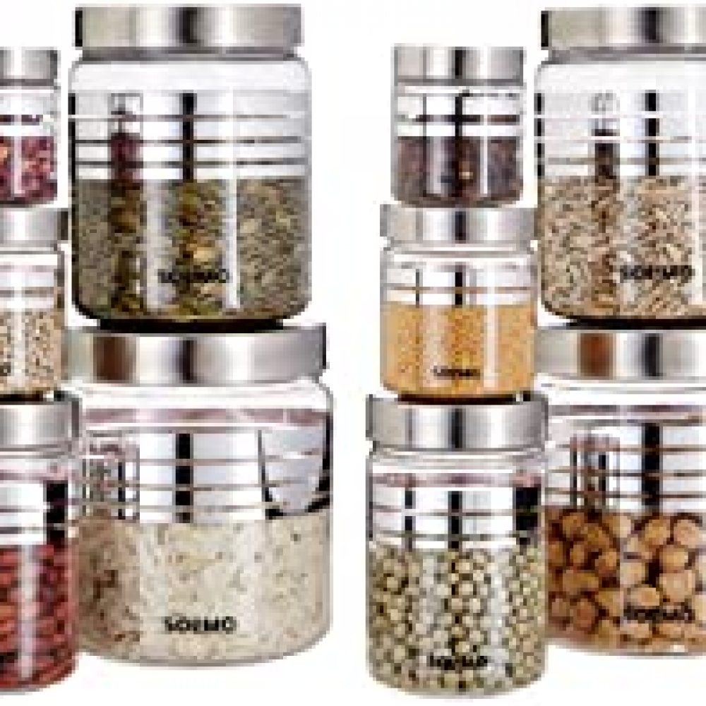 Amazon Brand – Solimo Plastic Container Set, 20-Pieces, Silver