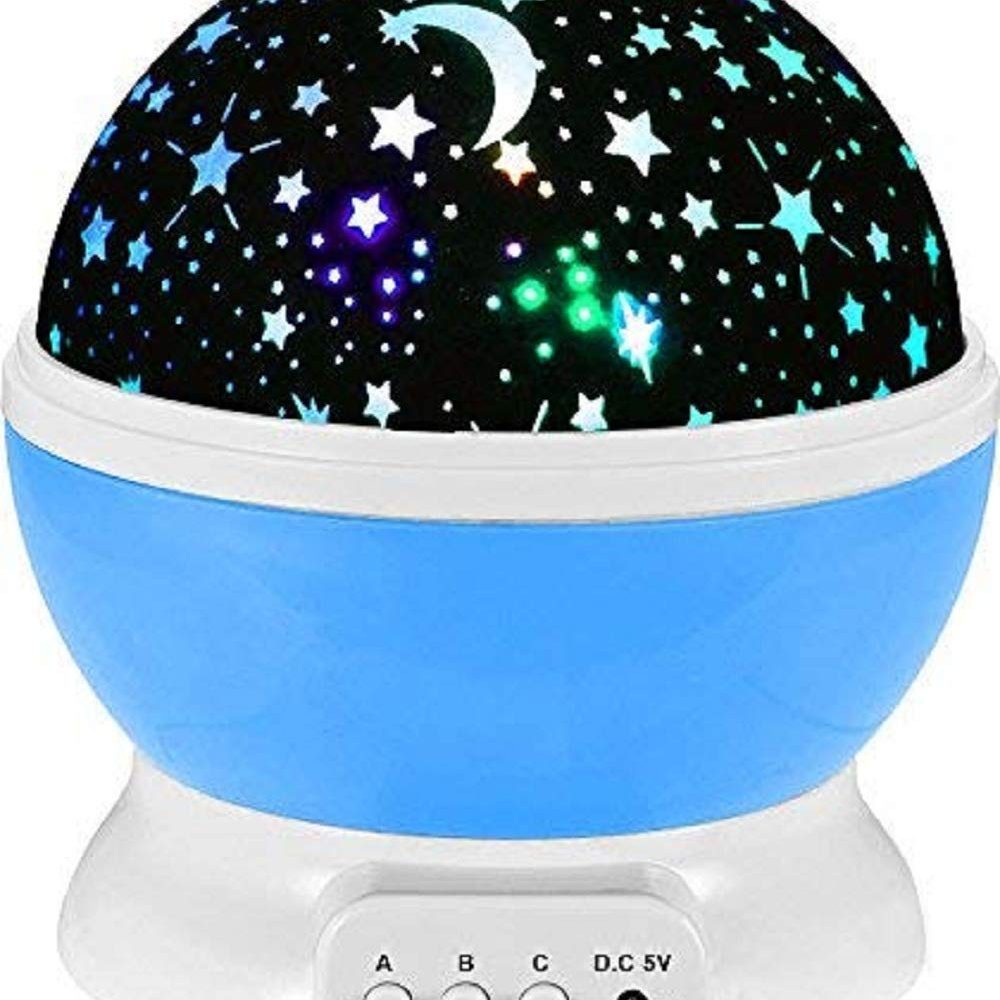 Chocozone Night Light Lamp Projector, Star Light Rotating Projector, Star Projector Lamp with Colors and 360 Degree Moon Star Projection with USB Cable ,Lamp for Kids Room Blue