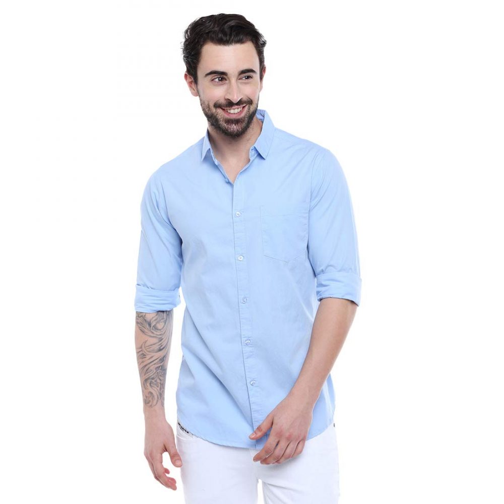 Dennis Lingo Men’s Solid Slim Fit Casual Shirt