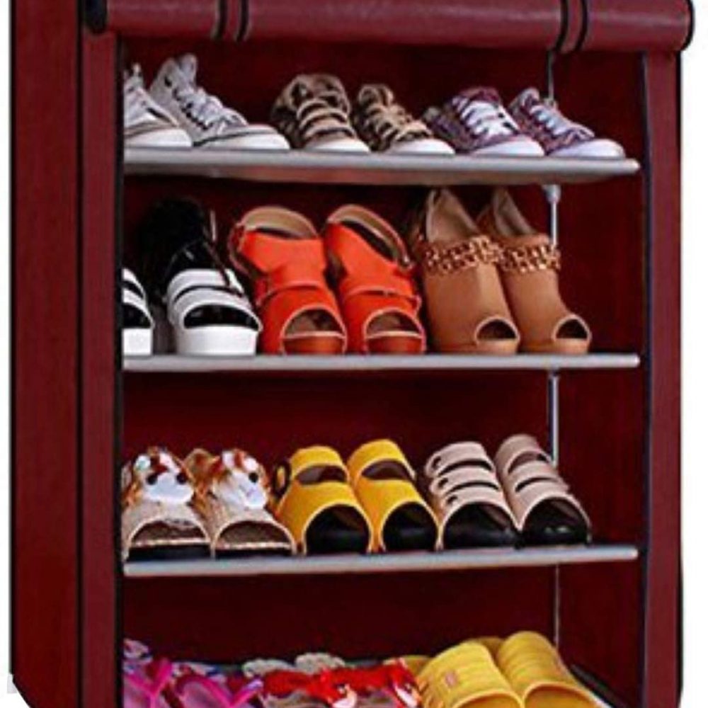 Ebee 4 Shelves Shoe Cabinet (Maroon)