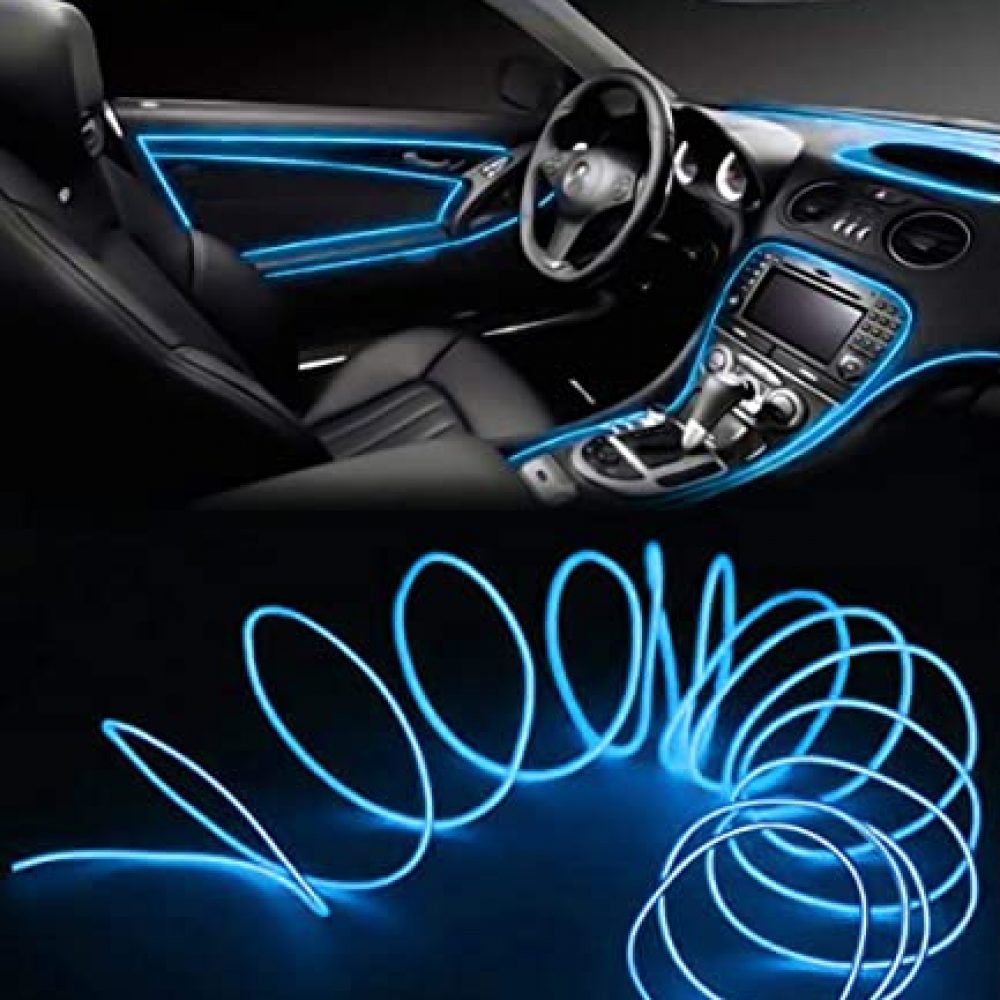 FABTEC EL Wire Car Interior Light Ambient Neon Light for All Car Models (5 Meter) (BLUE)