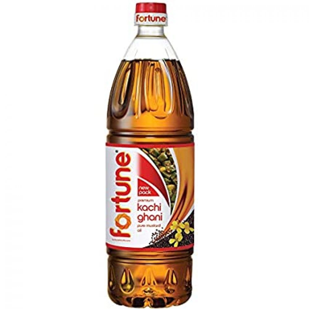 Fortune Kachi Ghani Pure Mustard Oil Pouch, 1L