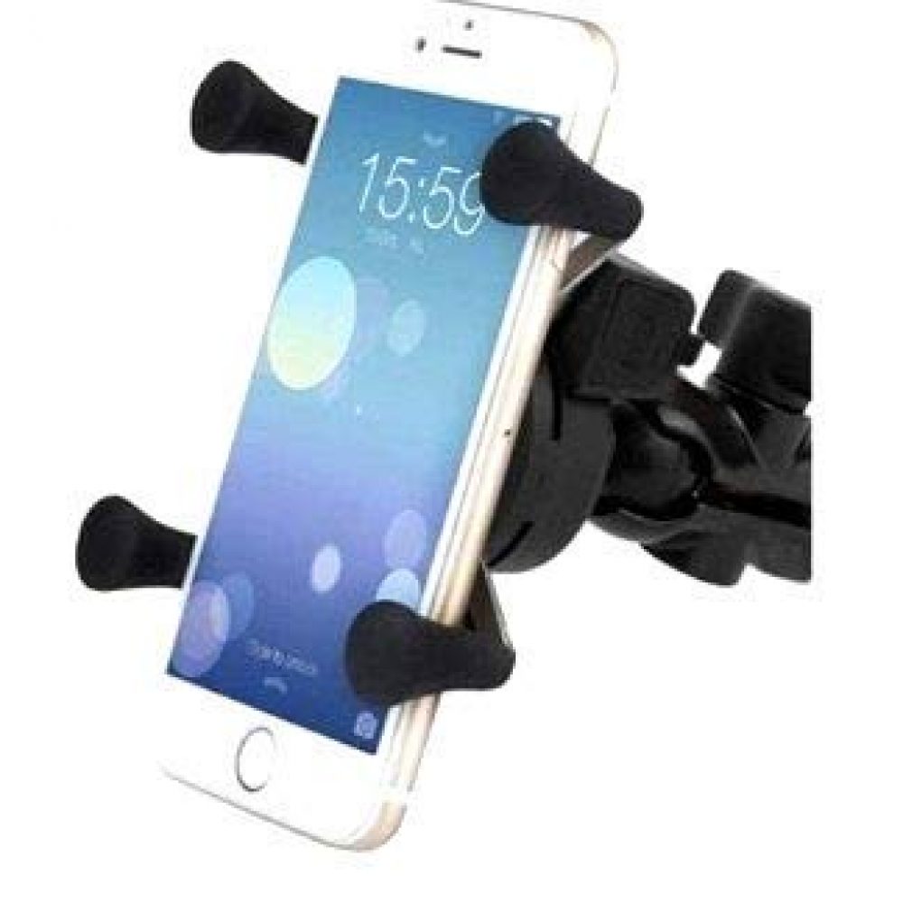generic Bike Mobile Charger Universal Bike Cell Phone Spider Bike Multi-Functional Mobile Holder x Grip Handlebar with Free Connector USB Data Cable- Black