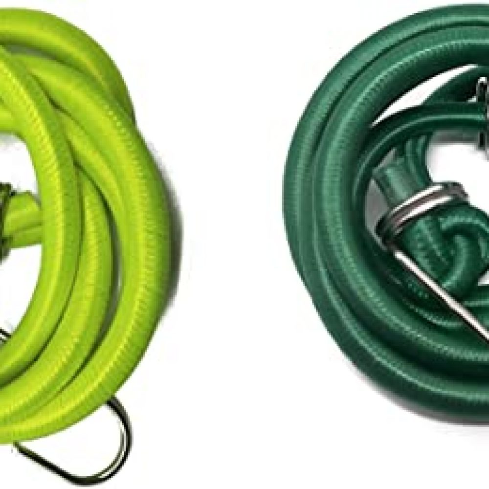 Genxtra® High Strength Elastic Neon Color Bungee Cords, Luggage Tying Rope with Hooks, Set of 2, 8 feet, Assorted Neon Color
