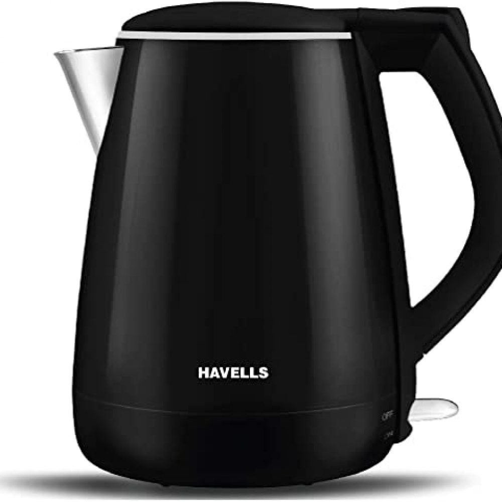 Havells Aqua Plus 1.2 litre Kettle/Tea Kettle/Coffee Maker/Milk Boiler/Water Boiler/ 304 Stainless Steel (Black, 1500 Watt)