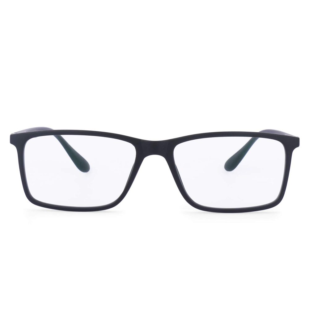 Intellilens® Square Unisex Blue Cut Spectacle with Anti-glare for Eye Protection – ( Zero Power, Black, Standard Size )