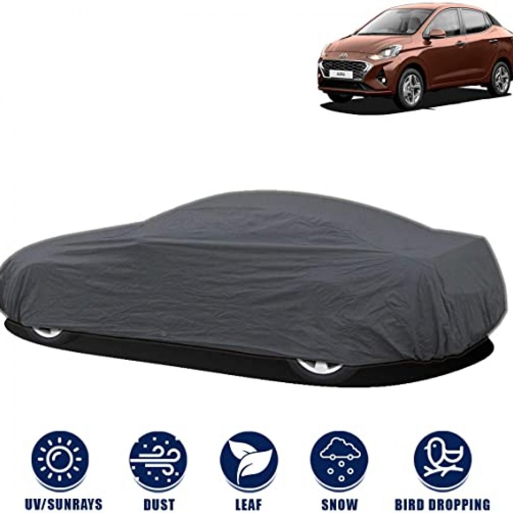 Kingsway Dust Proof Car Body Cover for Hyundai Aura (Model Year : 2020 Onwards) (Grey Matty, Triple Stitched)