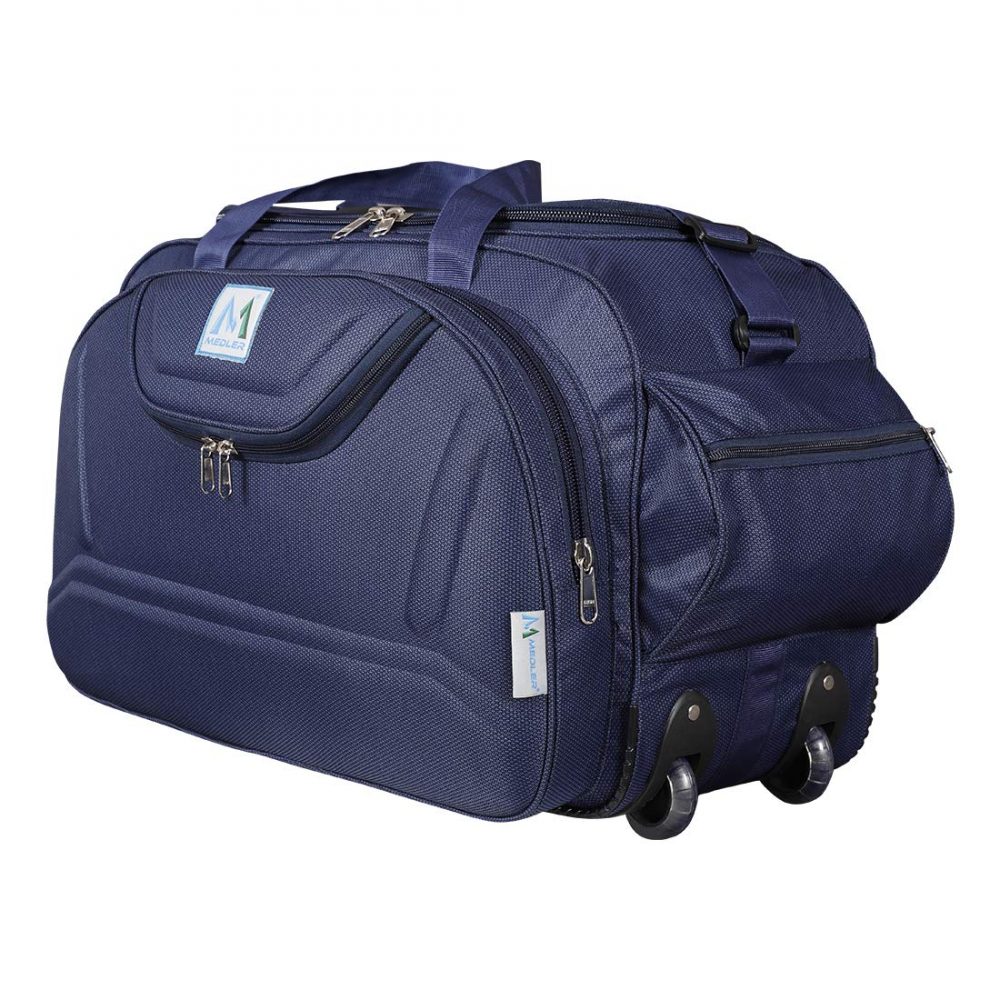 M MEDLER Epoch Nylon 55 litres Waterproof Strolley Duffle Bag- 2 Wheels – Luggage Bag – (Navy Blue)v