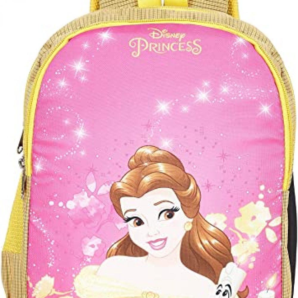 Priority Disney Princess Belle 25 litres Yellow & Pink Polyester School Bag | Casual Bags | for Girls, Kids Backpack (Fairy 007)