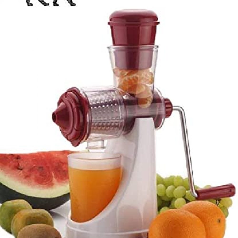 RYLAN Hand Juicer for Fruits and Vegetables with Steel Handle Vacuum Locking System,Shake, Smoothies, Travel Juicer for Fruits and Vegetables,Fruit Juicer for All Fruits,Juice Maker Machine (Red-1)