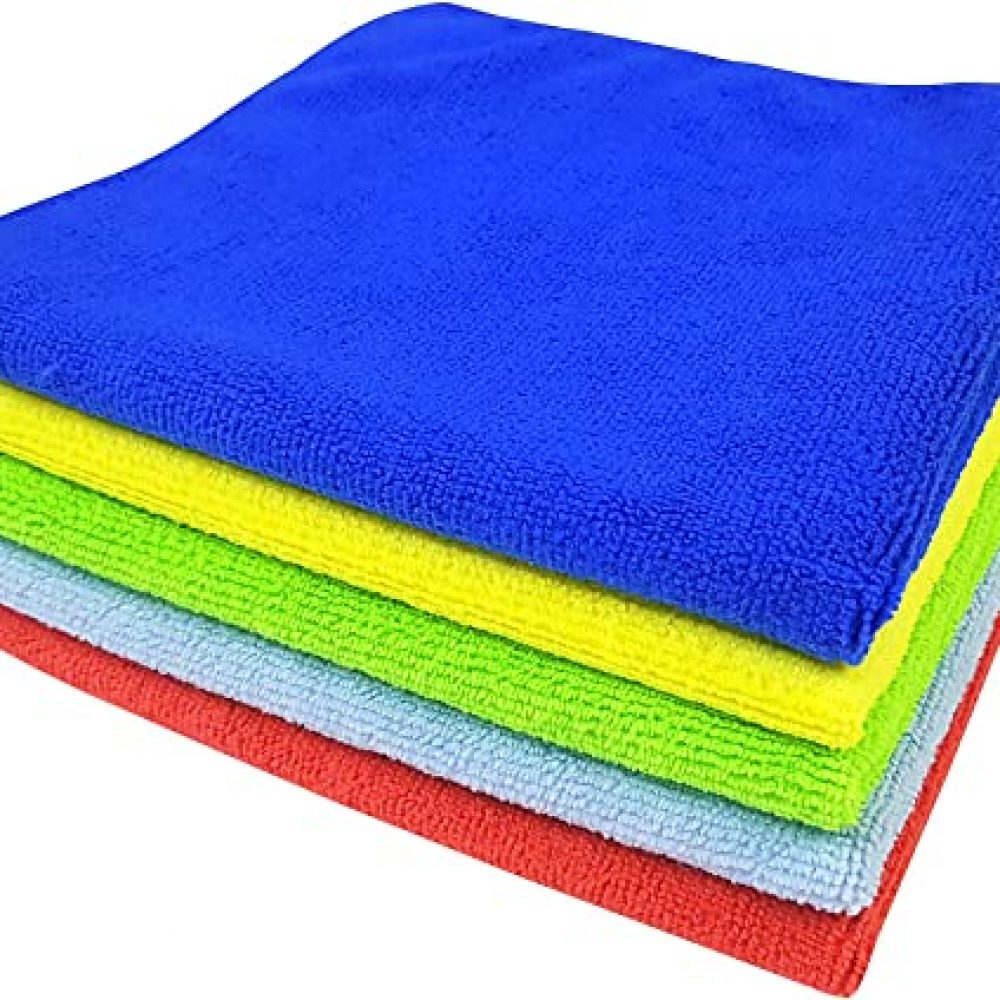 SOFTSPUN Microfiber Cloth – 5 pcs – 40×40 cms – 340 GSM Multi-Color – Thick Lint & Streak-Free Multipurpose Cloths – Automotive Microfibre Towels for Car Bike Cleaning Polishing Washing & Detailing