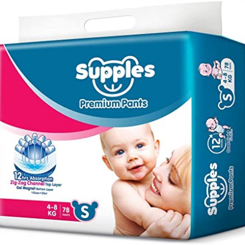 Supples Baby Pants Diapers, Small (4 – 8 kg), 78 Count