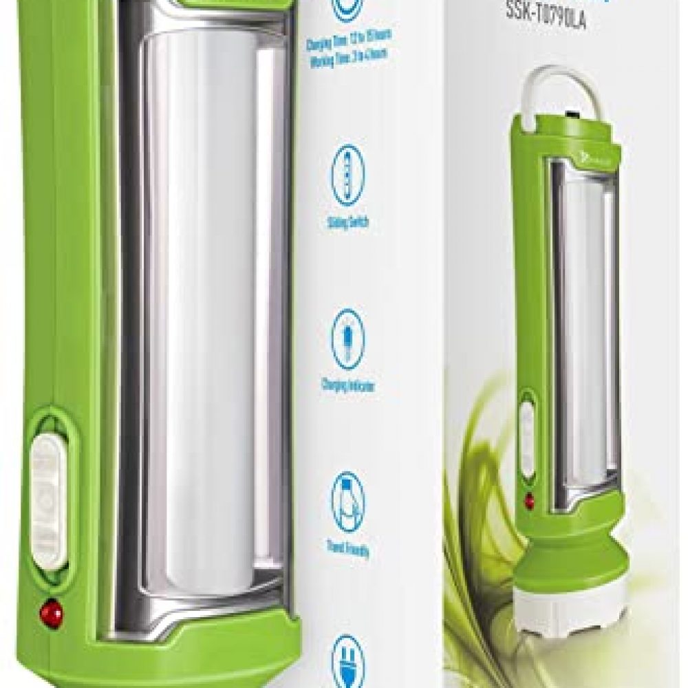Syska T0790LA Tuo Portable Rechargeable Led Lamp Cum Torch with Upto 4hrs Backup (Green-White)