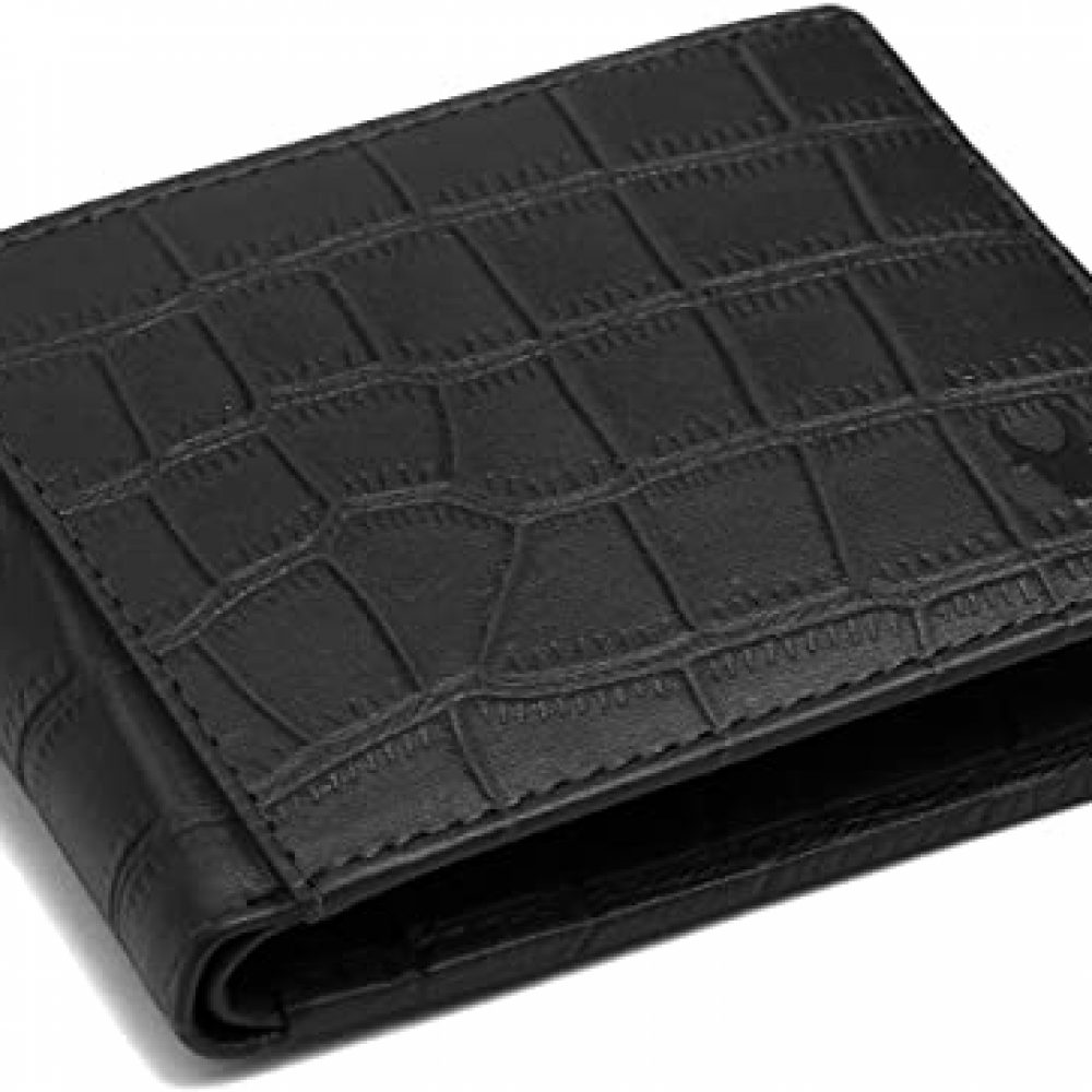 WILDHORN® Carter Leather Wallet for Men (Black Croco)
