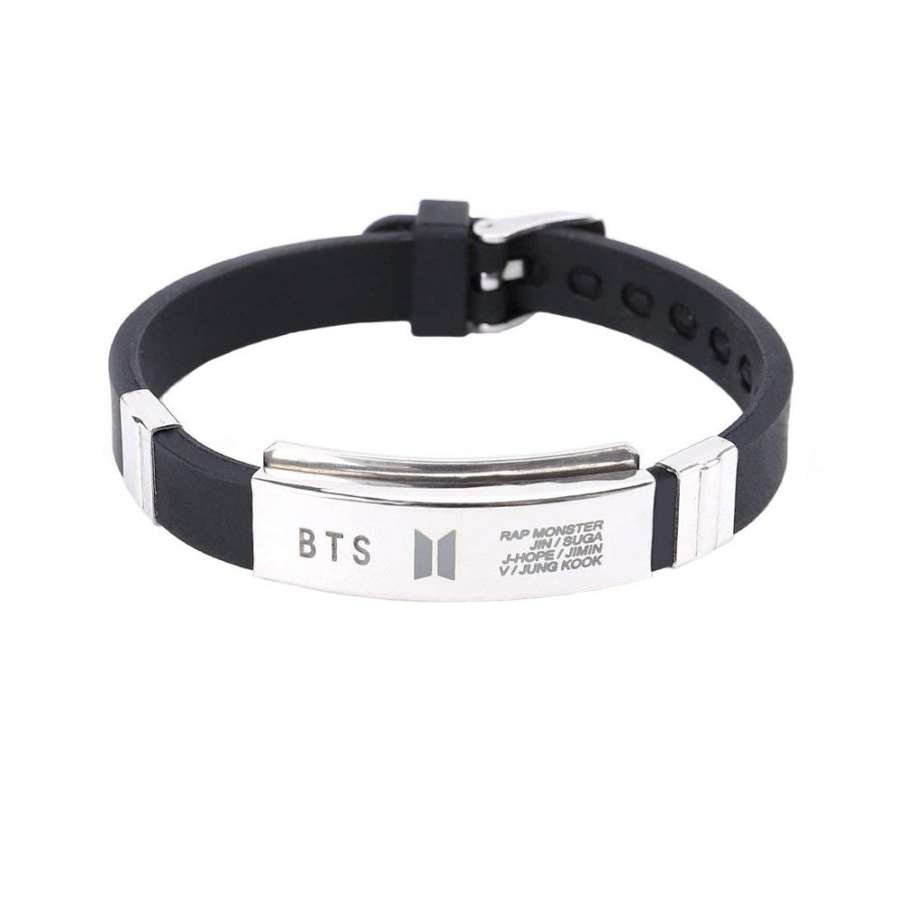 Yellow Chimes Kpop BTS Exquisite Signature Printing Stainless Steel Silicon Wristband Unisex Bracelet for Girls and Boys…