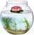 Jainsons Pet Products Round Transparent Crystal Glass Zig Zag Neck Bowl Clear Sphere Vase Fish Tank Water Jar with Lotus